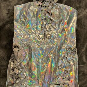 Large Club Exx Dolls Kill Iridescent Luminous Leviathan Bodycon Dress W Defect
